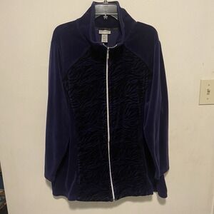 Catherines Women's Jacket Size 3X Velour Soft Cozy Slouchy Full Zip